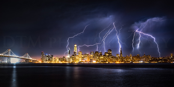 San Francisco Lightning Storm Skyline City Strike Storm Night